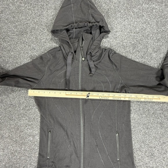 Lululemon Hoodie Womens 8 Black Full Zip Stride Jacket Drawstring Thumbhole - Picture 7 of 11